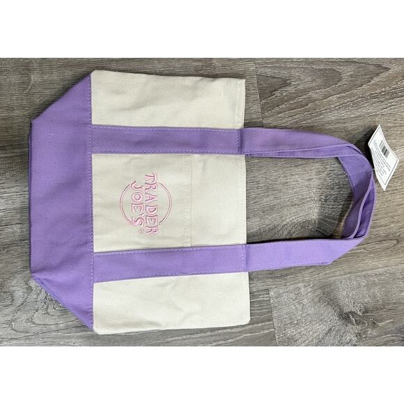 Trader Joe’s Mini Pastel Purple Canvas Tote Bag Limited New With Tags SHIP ASAP - Picture 4 of 7